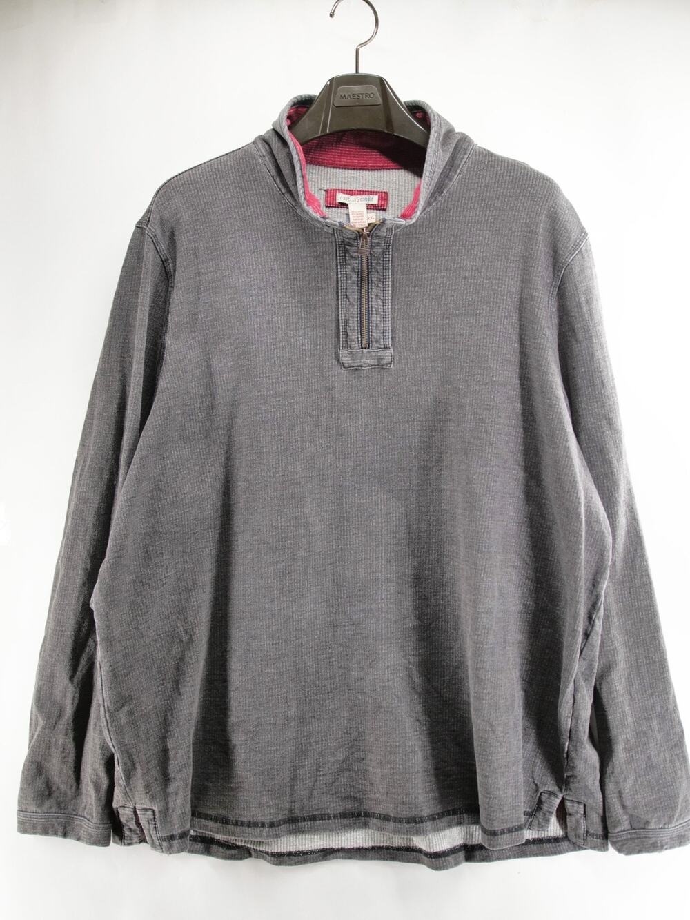 Carbon 2 Cobalt 1/4 Zip Pullover Mens XXL Textured Grey Cotton Sweatshirt Jacket